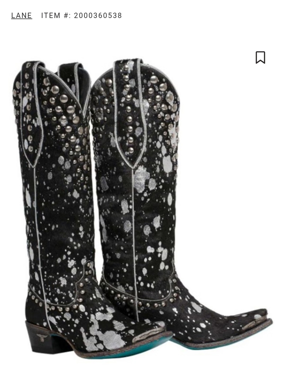 Lane Black Studded Western Knee-High Boots with Silver Splatter